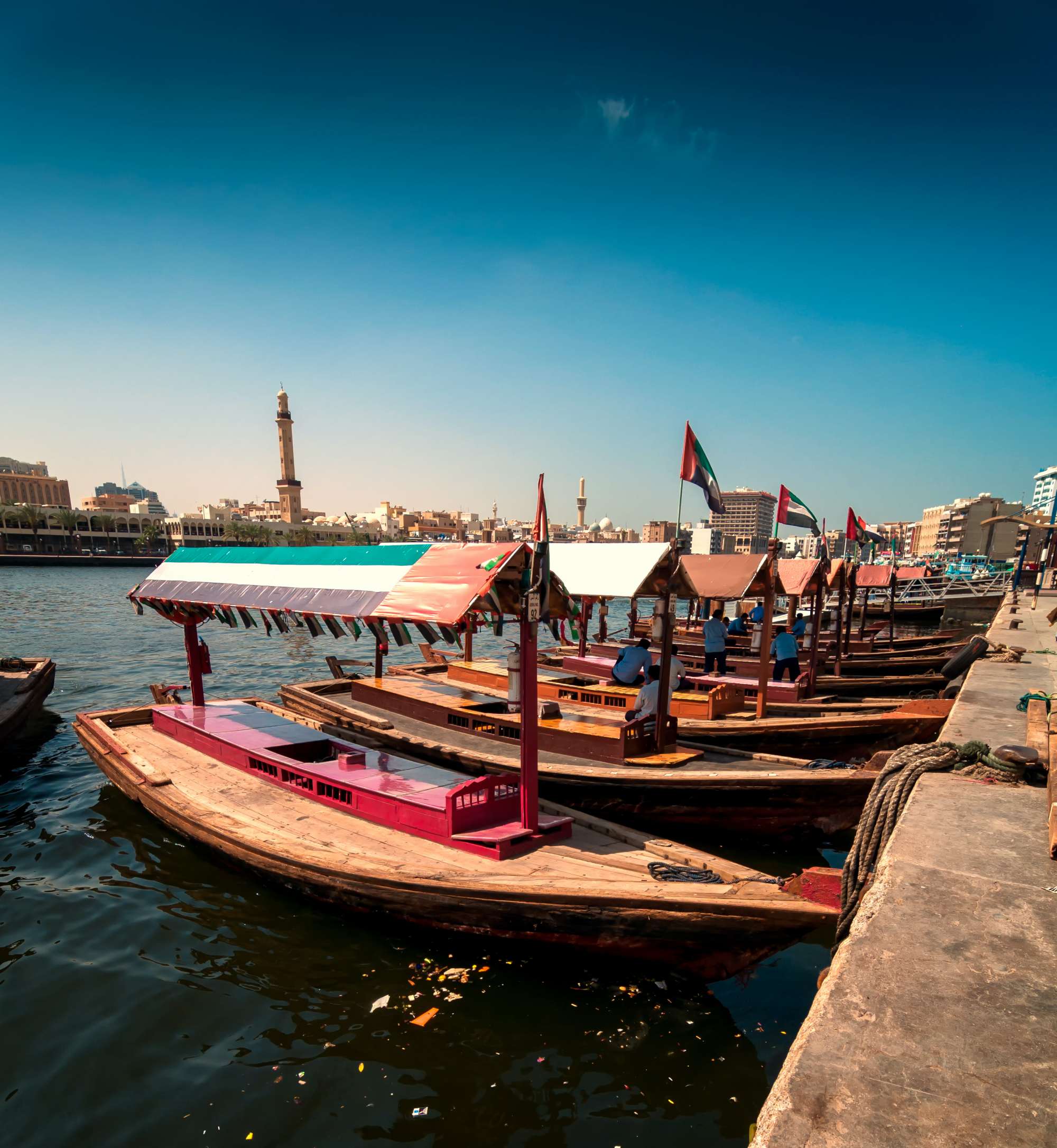 Traditional Abra Taxi Boats in Dubai Creek | Dubai U.A.E